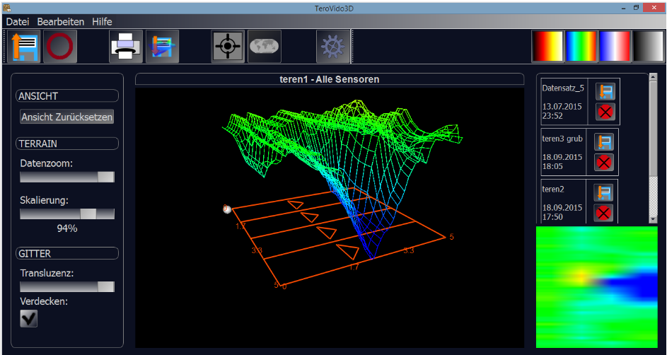 Tero Vido horizontal Sonde 3D Bodenscanner Steuerung über die Tero Vido App